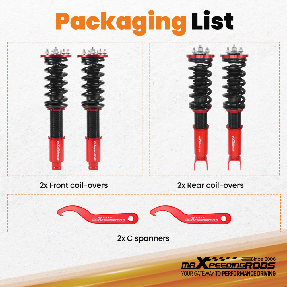 Suspensión roscada Amortiguadores compatible para Honda Accord Tourer Wagon CW1/CW2/CW3