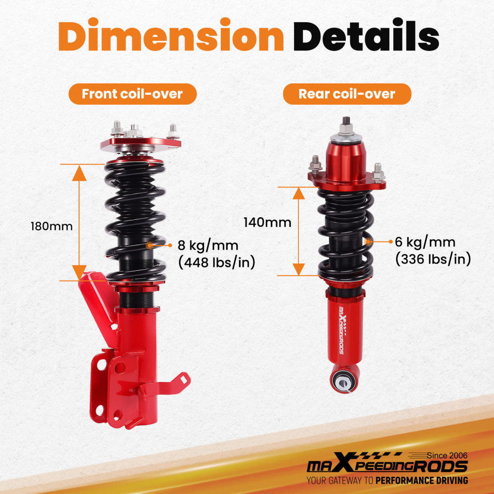 Adjustable Coilovers Suspension Shocks Struts compatible for Acura RSX Type S Base 02-06