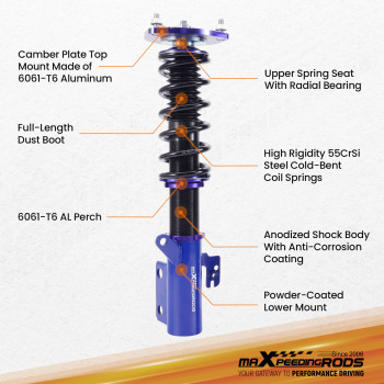 Full Assembly Coilovers Kit compatible for Toyota Camry 07-11 XV40 Adj. Height Shock Strut