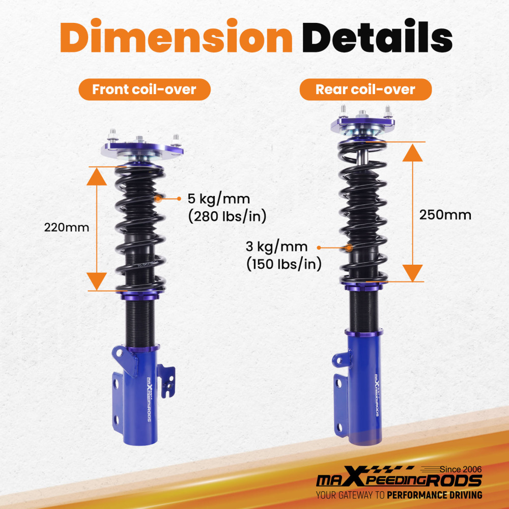 Full Assembly Coilovers Kit compatible for Toyota Camry 07-11 XV40 Adj. Height Shock Strut