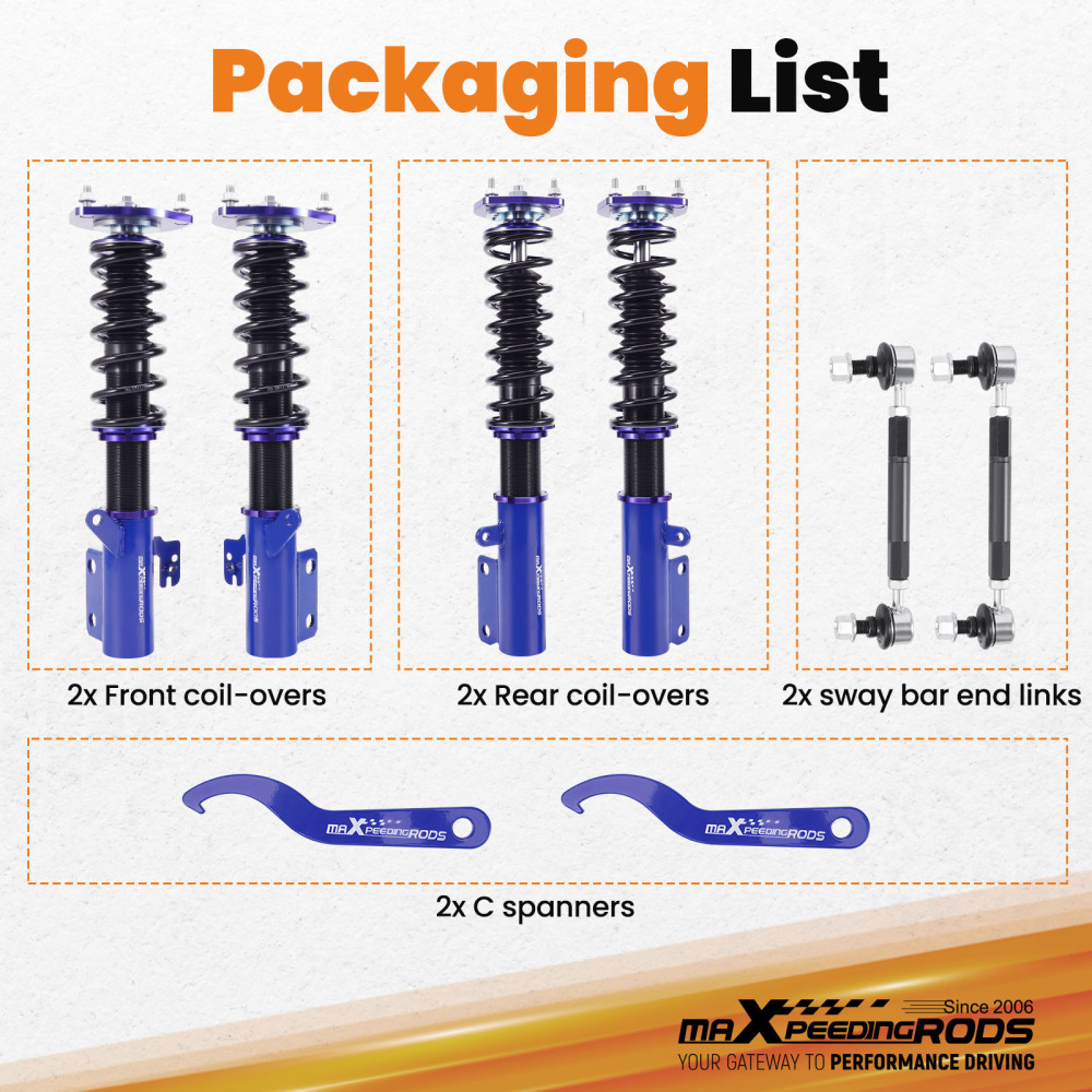 Full Assembly Coilovers Kit compatible for Toyota Camry 07-11 XV40 Adj. Height Shock Strut