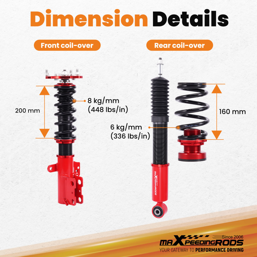 Adjustable Coilovers Shock Struts Kit For 2018+ Compatible for Toyota CAMRY 4cyl L/LE/XLE