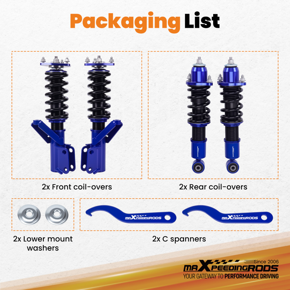 Coilovers Shock Struts Kit compatible for Honda Civic Coilover ES1 compatible for Honda Civic EU3 2001-05