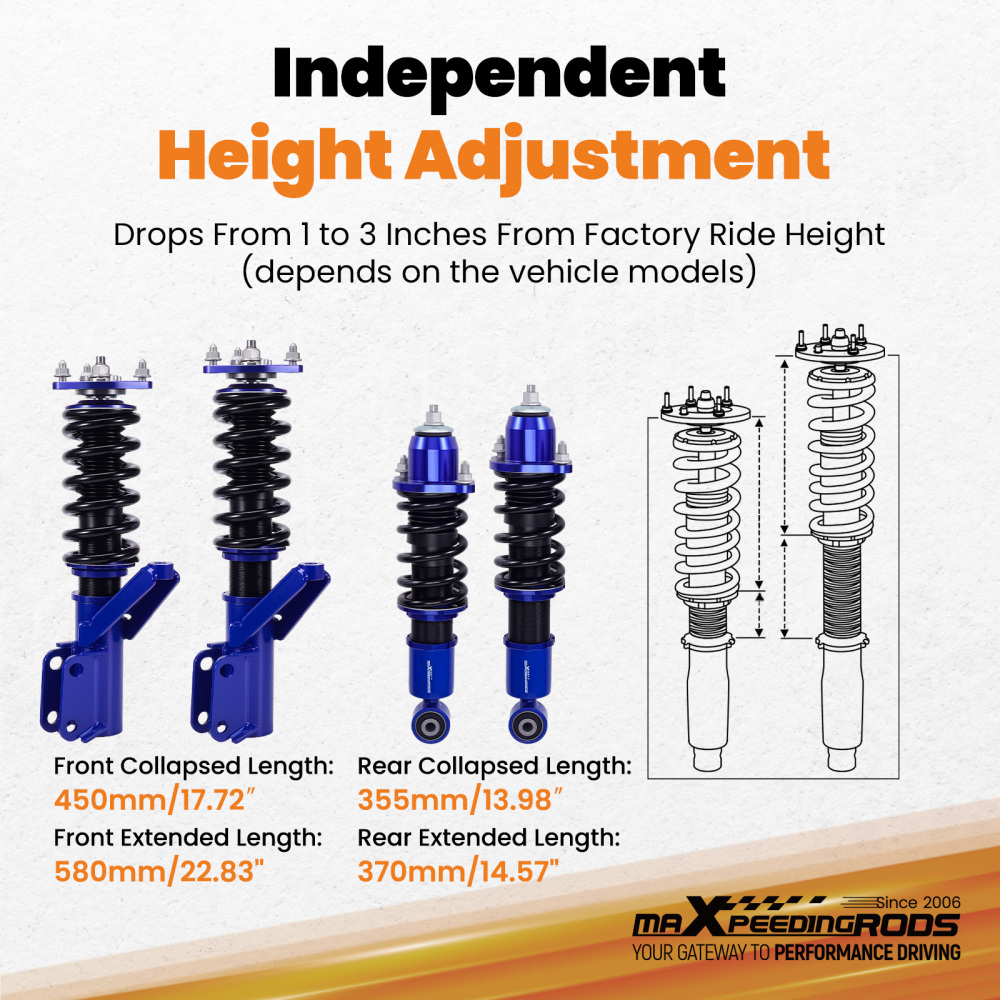 Coilovers Shock Struts Kit compatible for Honda Civic Coilover ES1 compatible for Honda Civic EU3 2001-05