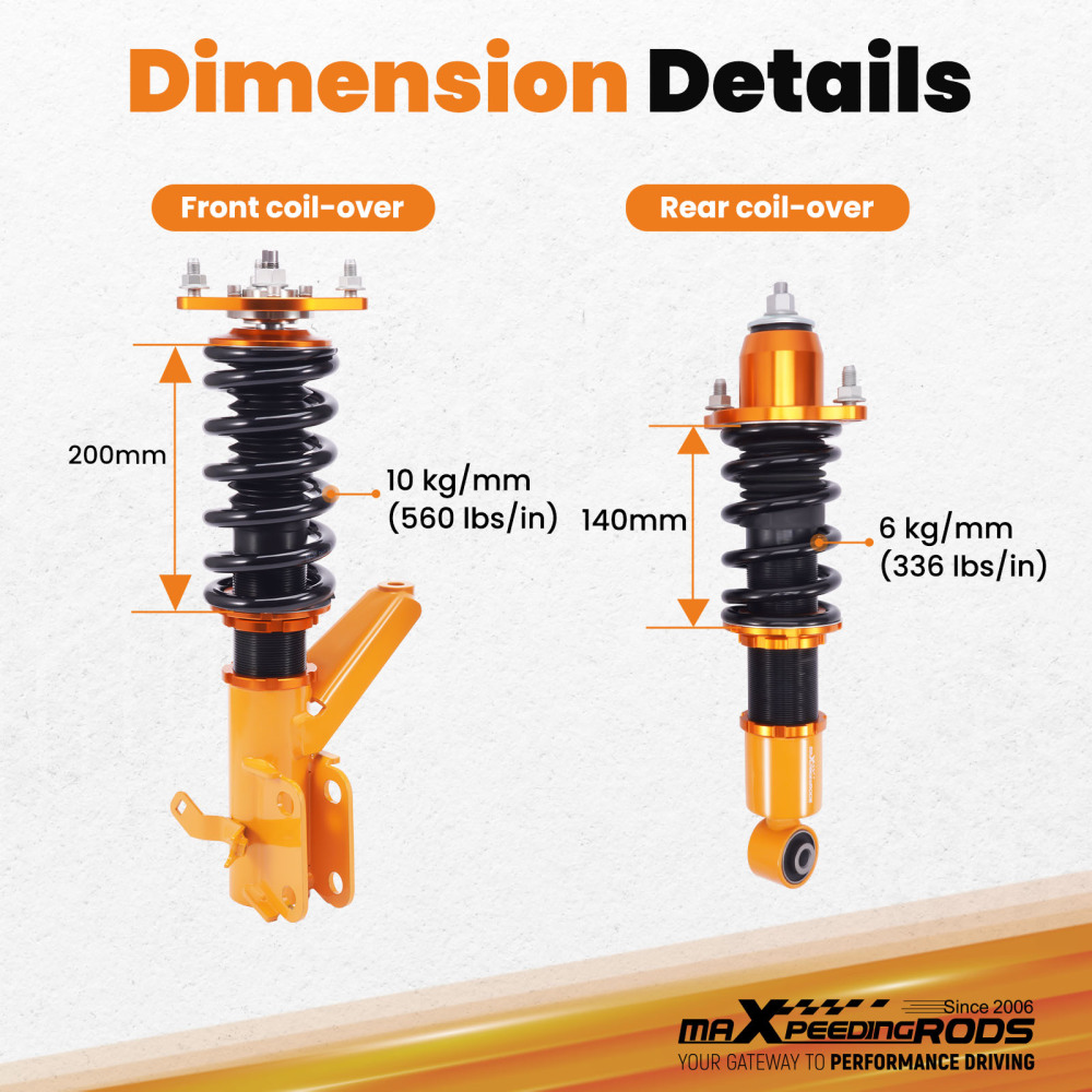 Coilover Suspension Kit compatible for Honda Civic VII MK7 EM2 2001-2005 DX/EX/GX/HX/LX/Si