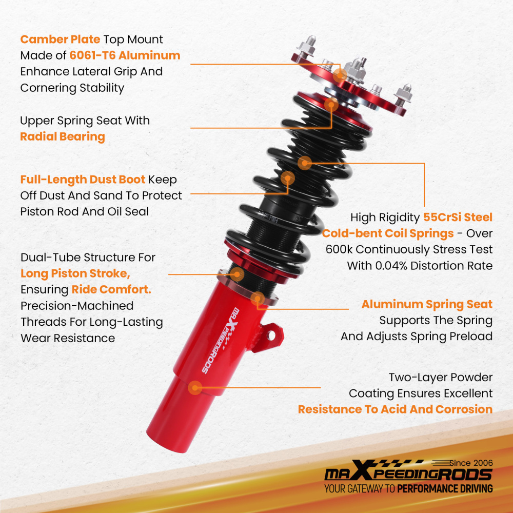 Coilovers Lowering Kit compatible for Honda Civic Coupe/ Sedan 16-21 FC (50mm)