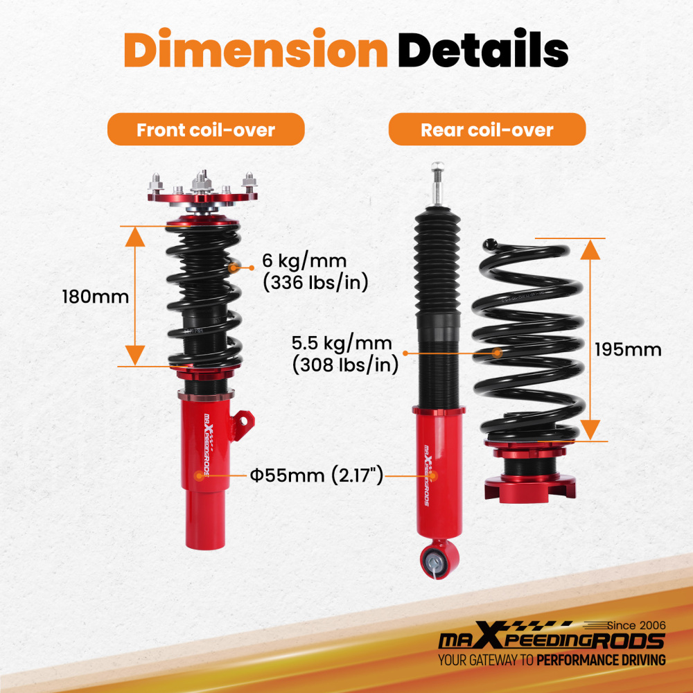 Coilovers Lowering Kit compatible for Honda Civic Coupe/ Sedan 16-21 FC (50mm)