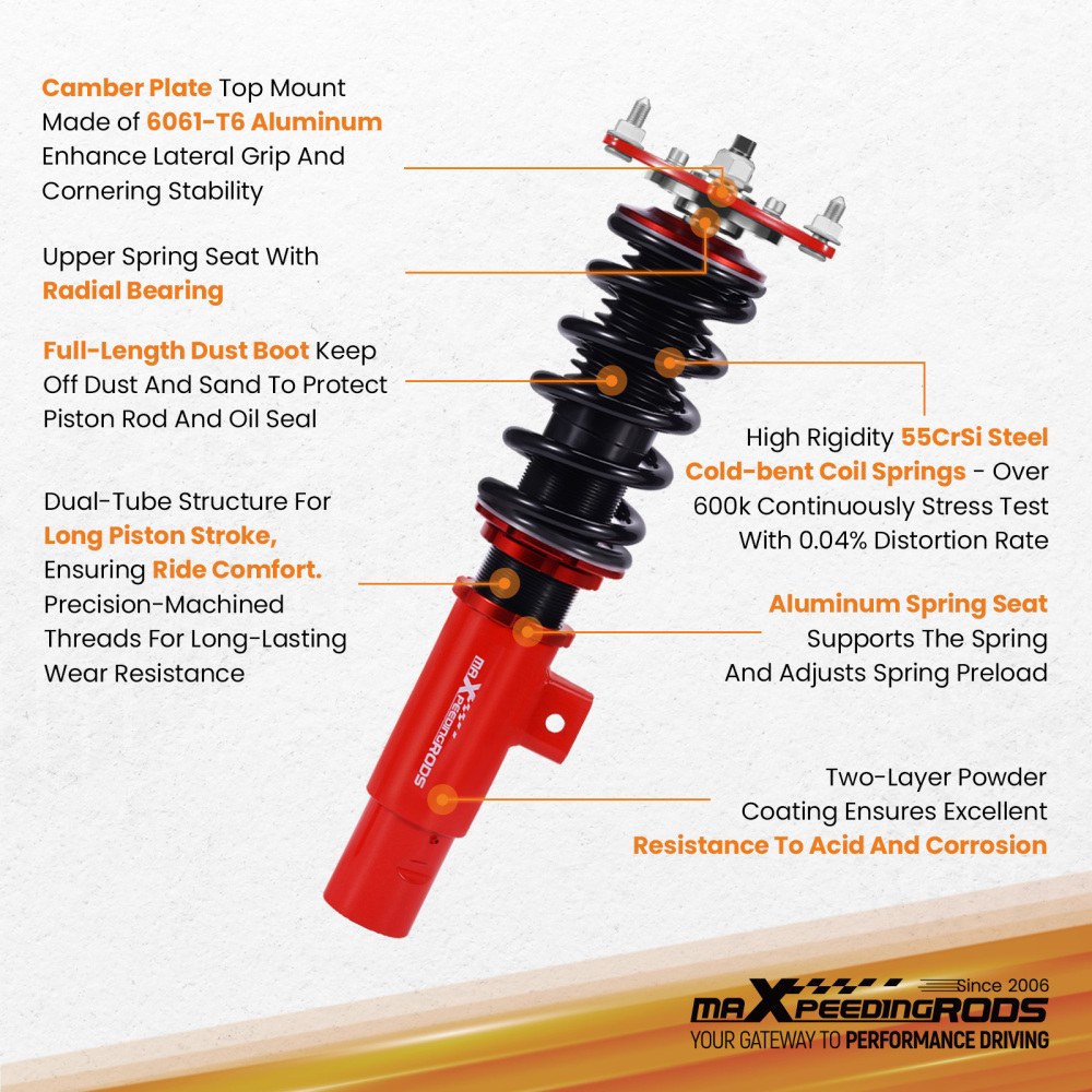 Coilovers Suspension Lowering Kit compatible for Honda Civic FE/FL 21-25 Height Adjustable
