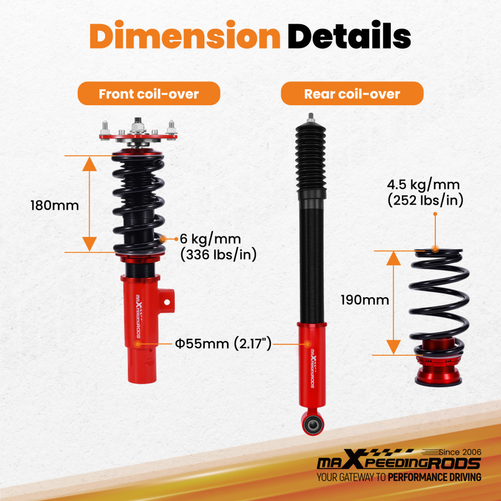 Coilovers Suspension Lowering Kit compatible for Honda Civic FE/FL 21-25 Height Adjustable