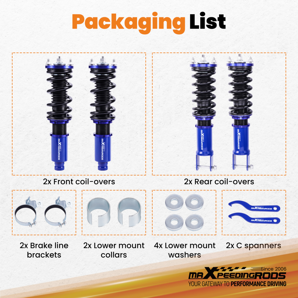 Coilovers Suspension Kit compatible for Honda Civic CRX 1992-2000 EG EH EJ EK EM EK4 EK1