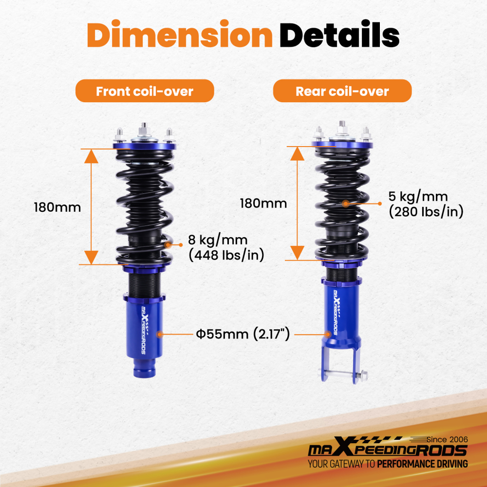 Coilovers Suspension Kit compatible for Honda Civic CRX 1992-2000 EG EH EJ EK EM EK4 EK1