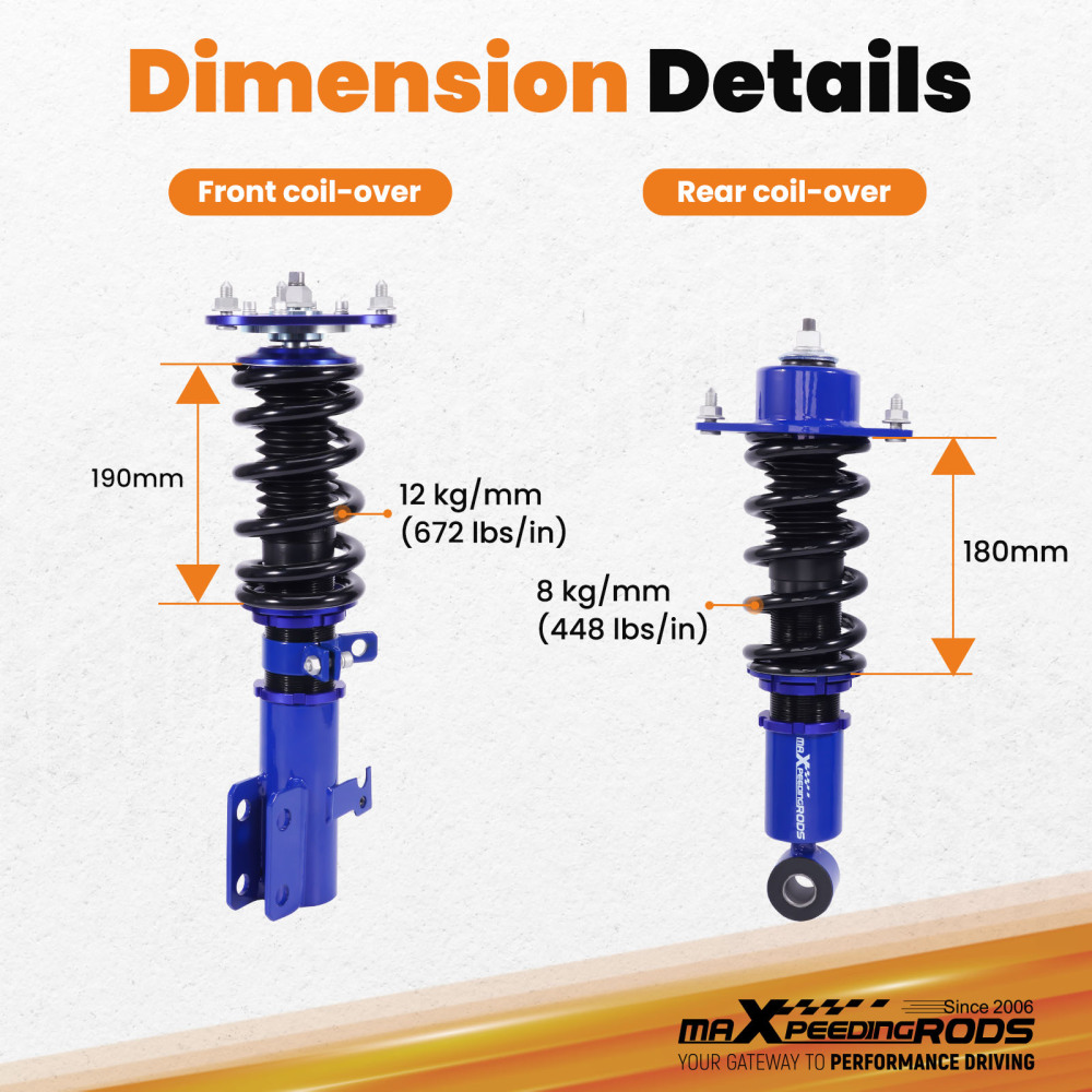 Suspension Coil Struts Tuning Coilovers Kits ApplicationCompatible compatible for Toyota Corolla 9th Gen. (E130) 2003-2008 USA and other markets lowering kit
