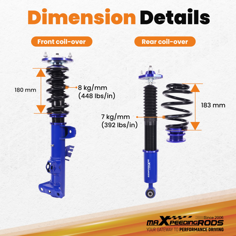 Coilover Shock Absorber Struts Height Adjustable Kit 1998 compatible for BMW E36 3 Series Lowering Kit