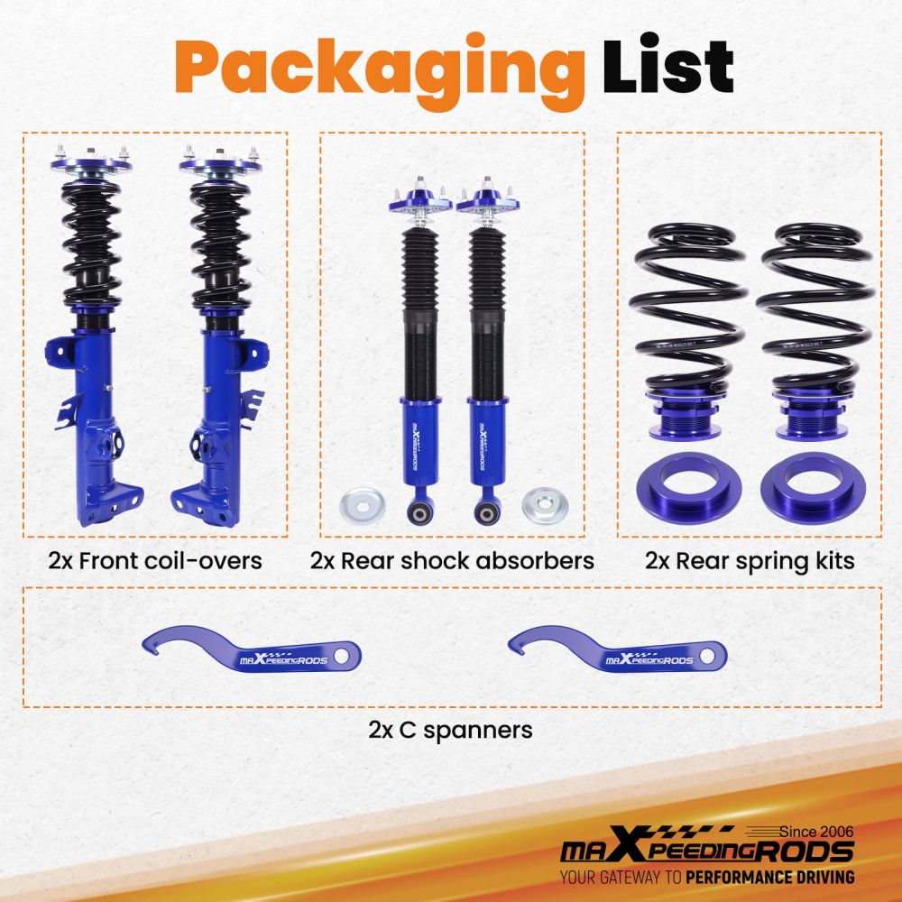 Coilover Shock Absorber Struts Height Adjustable Kit 1998 compatible for BMW E36 3 Series Lowering Kit