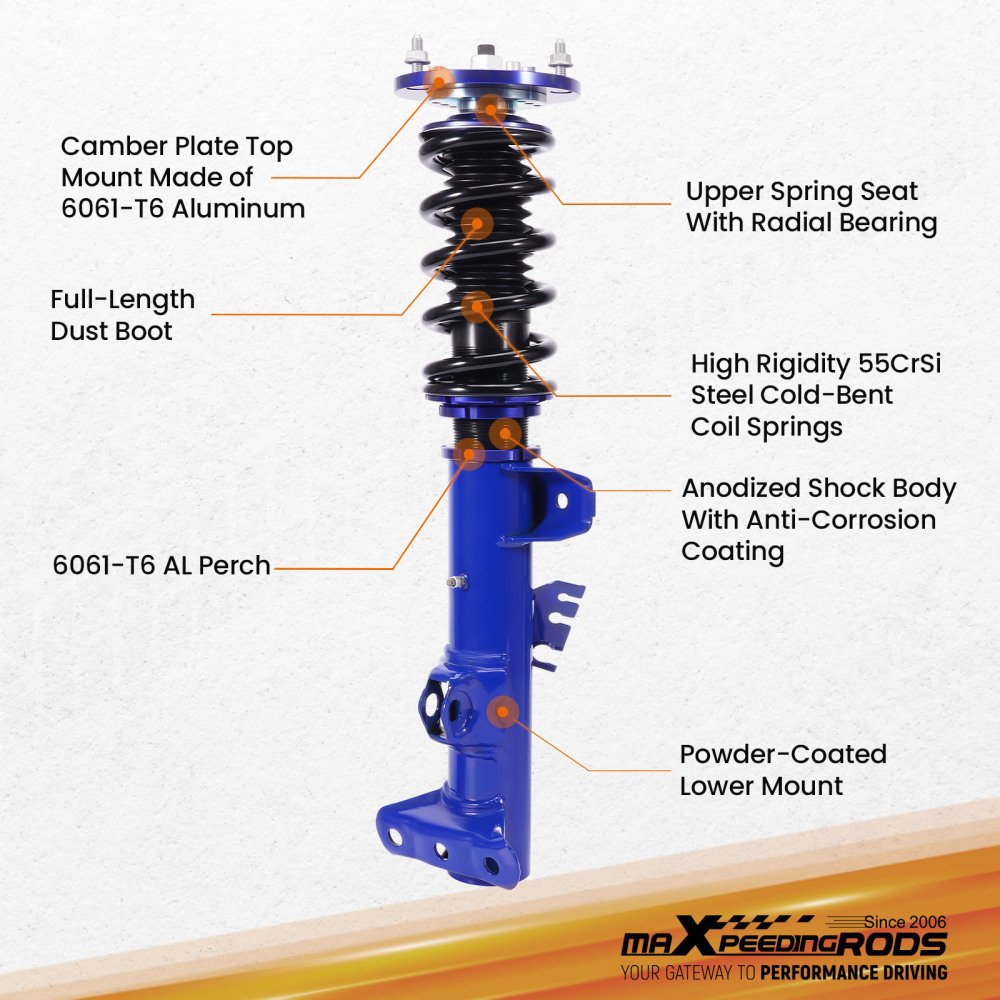 Kit ammortizzatori per auto Anteriore e Posteriore compatibile per BMW E46 Serie 3 1991-1998 318i 318tds Lowering Kit