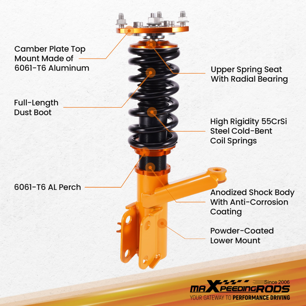 Compatible for Honda Element 2003 - 2011 Adjustable Height Shock Absorbers Coilover Kits
