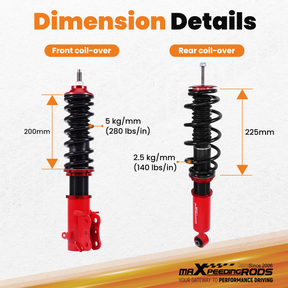Coilovers Suspension Kit compatible for VW Golf Mk2 Mk3 1985-2000 1.3 1.6 1.8 GTI 2.0 GTI