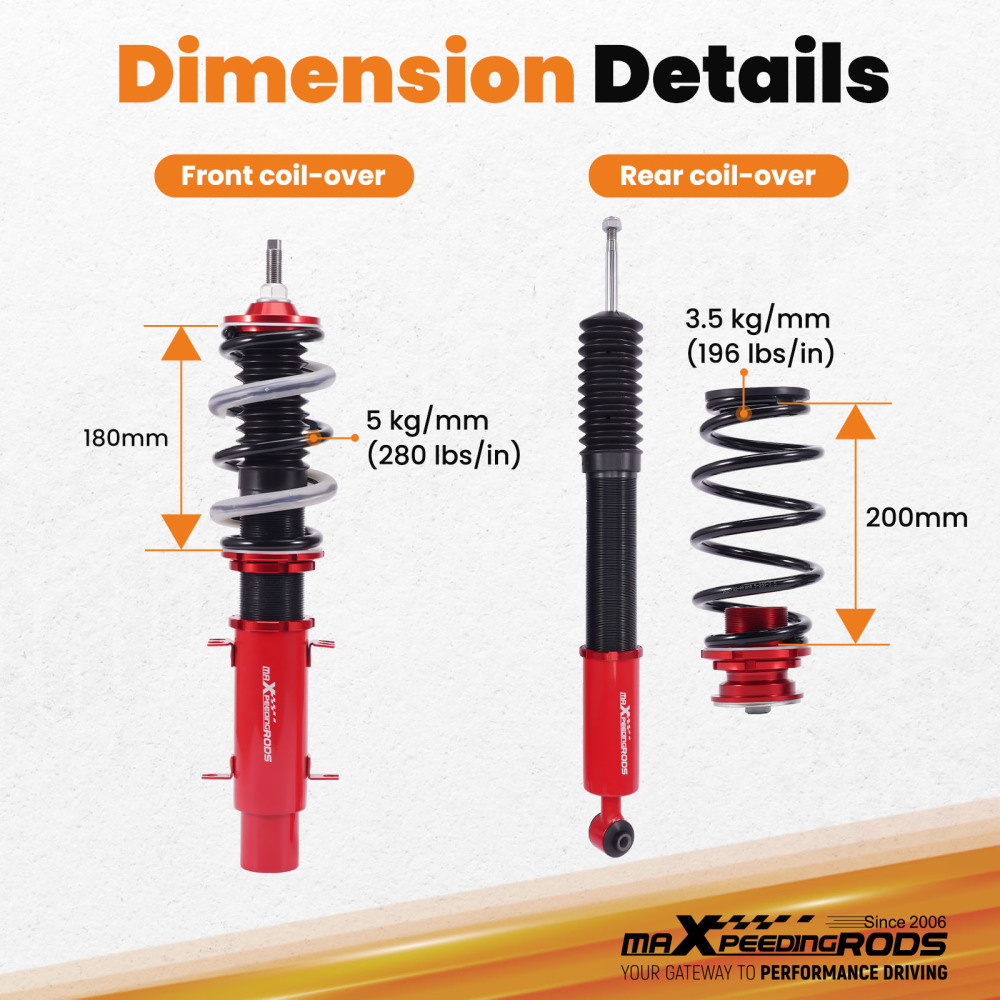 KIT Assetto Regolabile a Ghiera Ammortizzatore compatibile per VW Golf 4 IV 1J1 97-06