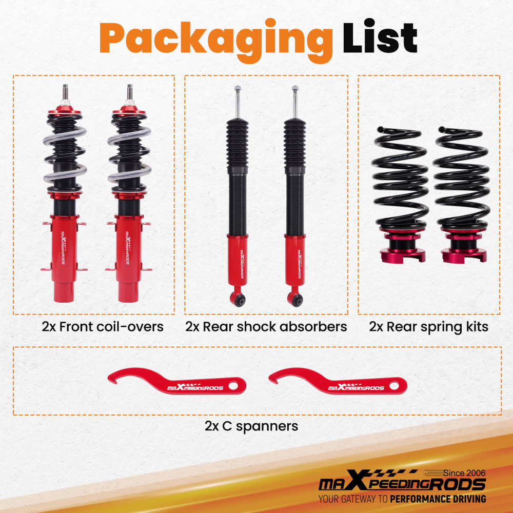 KIT Assetto Regolabile a Ghiera Ammortizzatore compatibile per VW Golf 4 IV 1J1 97-06