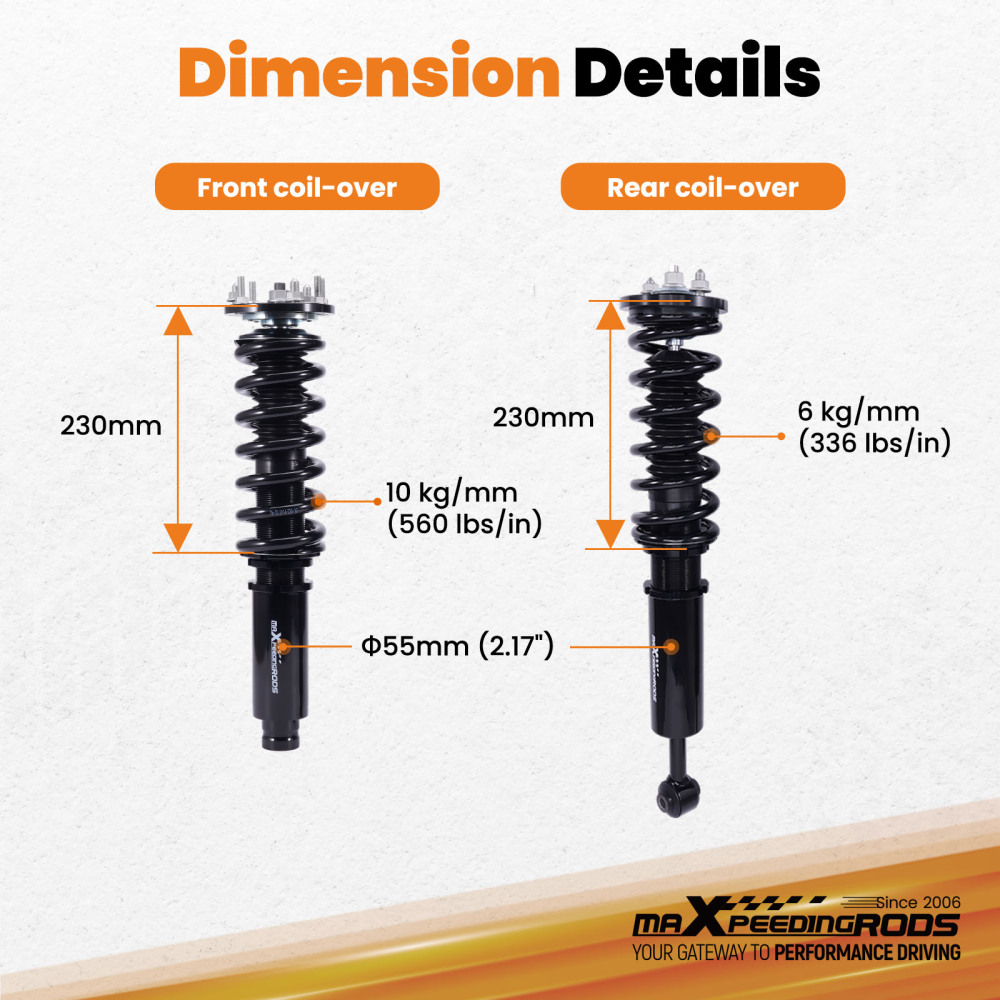 Adjustable Coilovers Suspension Kit compatible for Honda Accord 03-07 compatible for Acura TL 04-08
