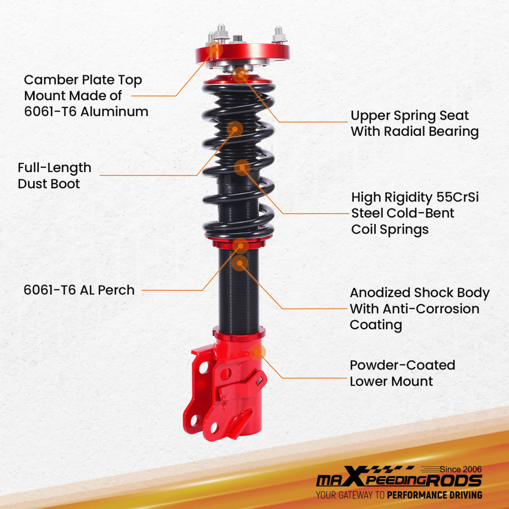 Height Adjustable Coilover Suspension Kit compatible for Honda CIVIC FD1-FD7 compatible for Acura 2006-2011 Lowering Kit