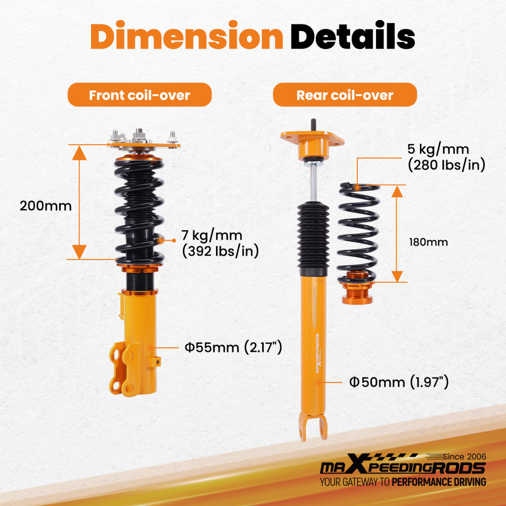 Coilovers Suspension Set Adj. Height compatible for Kia Optima 2012-2015 2.0L Struts Shocks