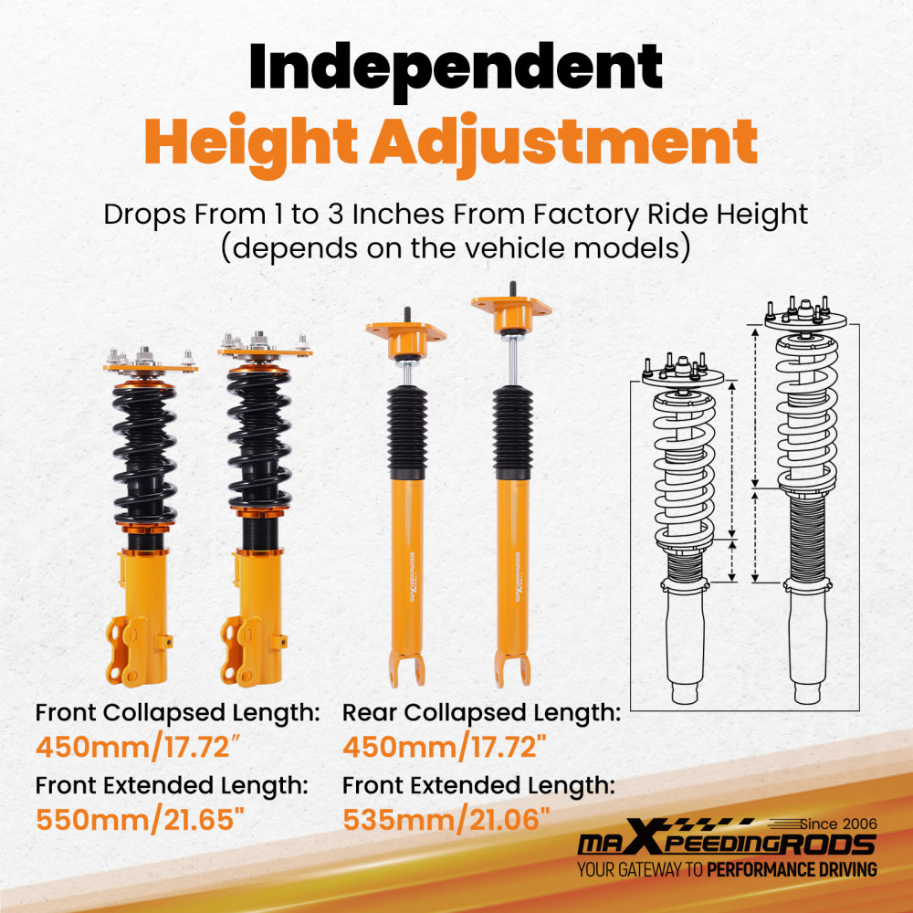 Coilovers Suspension Set Adj. Height compatible for Kia Optima 2012-2015 2.0L Struts Shocks