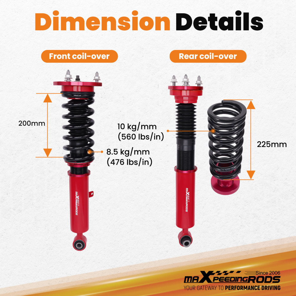 Coilovers Adjustable Suspension Shocks Kit compatible for Lexus IS250 / IS350 RWD 2014-2016