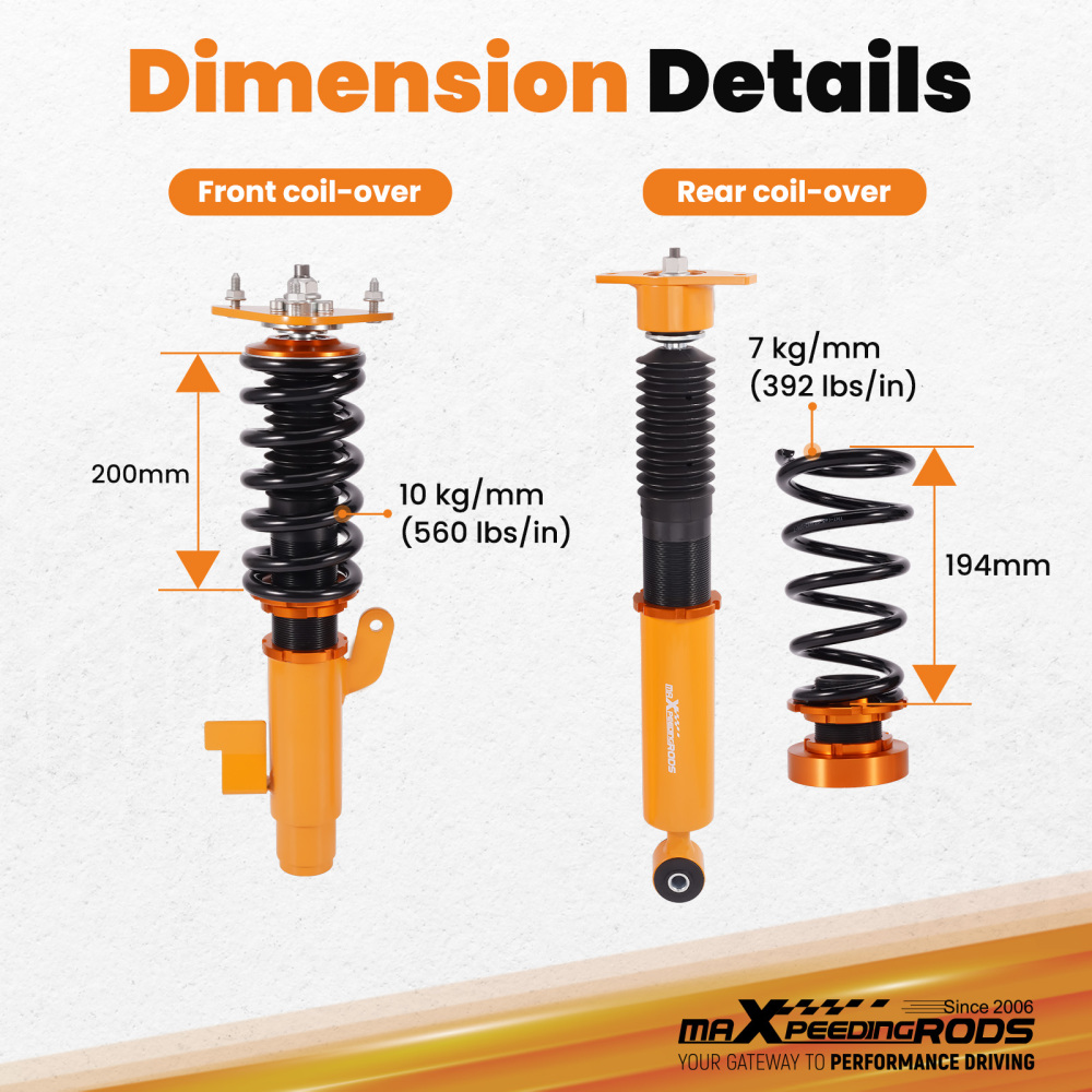 Tuning Coilover Kits compatible for Mazda 3 2004-2013 Adjustable Height Struts Shocks Lowering Kit