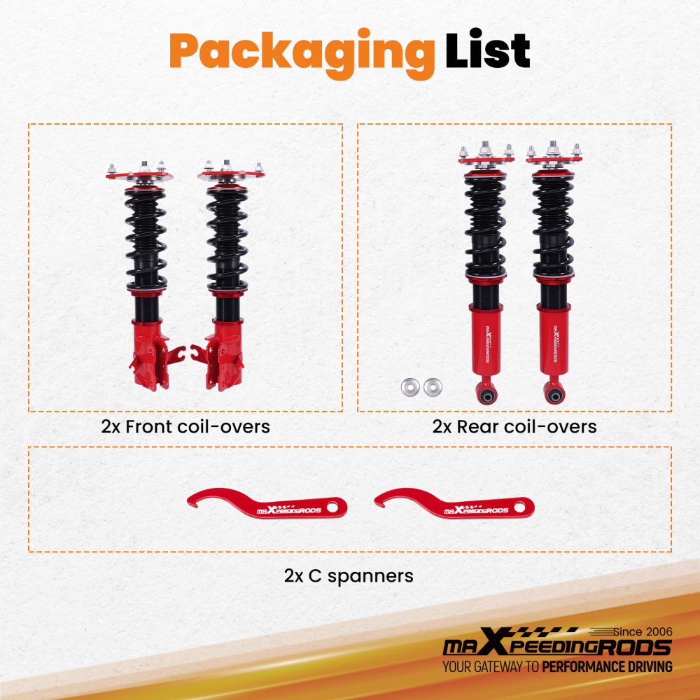 MaXpeedingrods Coilovers Suspension Lowering Kit compatible for Mitsubishi Mirage 97-01