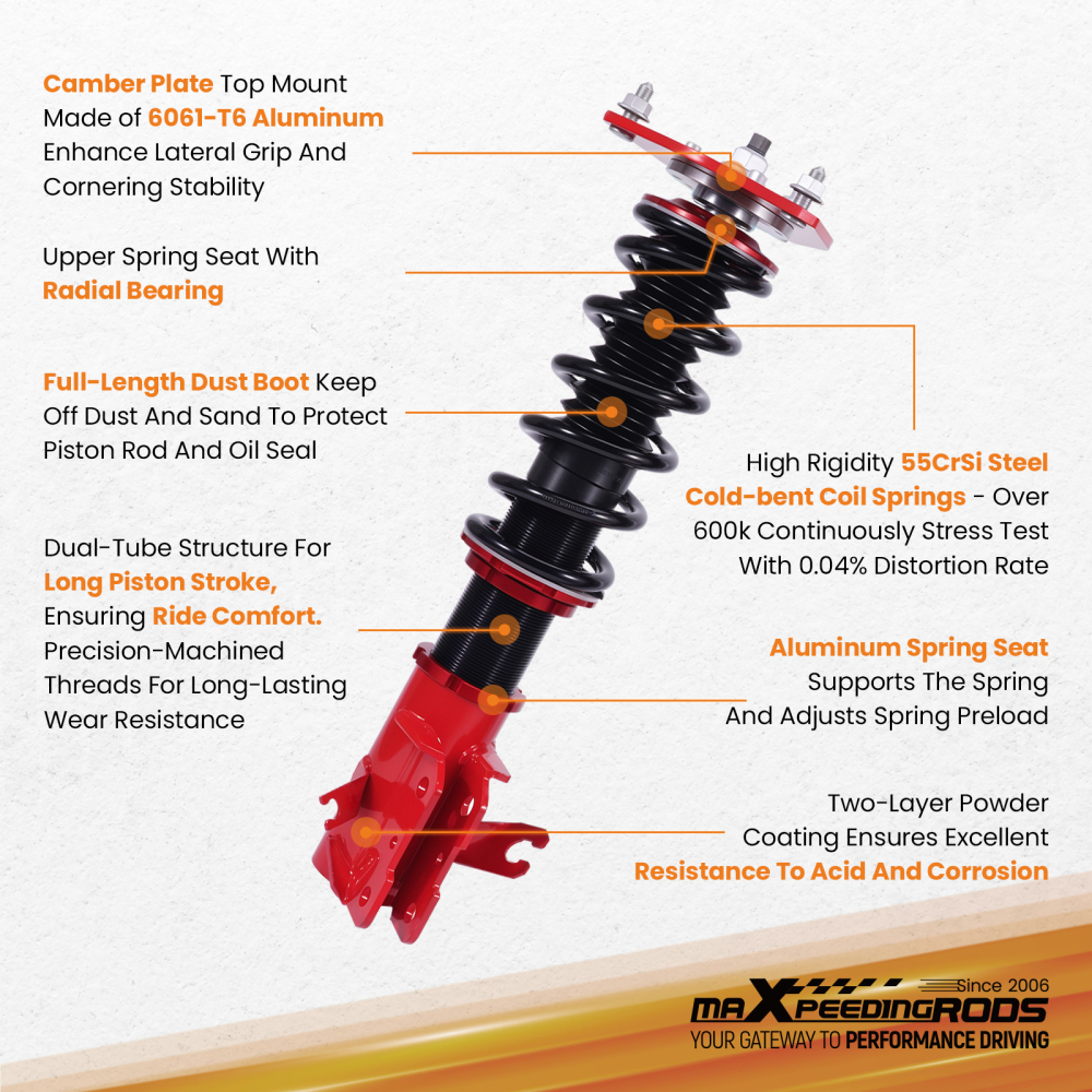 MaXpeedingrods Coilovers Suspension Lowering Kit compatible for Mitsubishi Mirage 97-01
