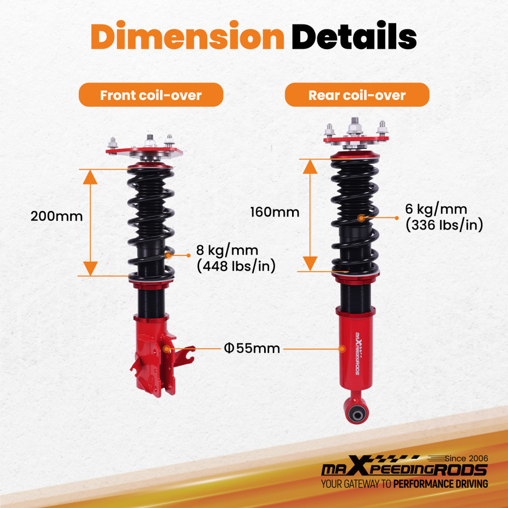 MaXpeedingrods Coilovers Suspension Lowering Kit compatible for Mitsubishi Mirage 97-01