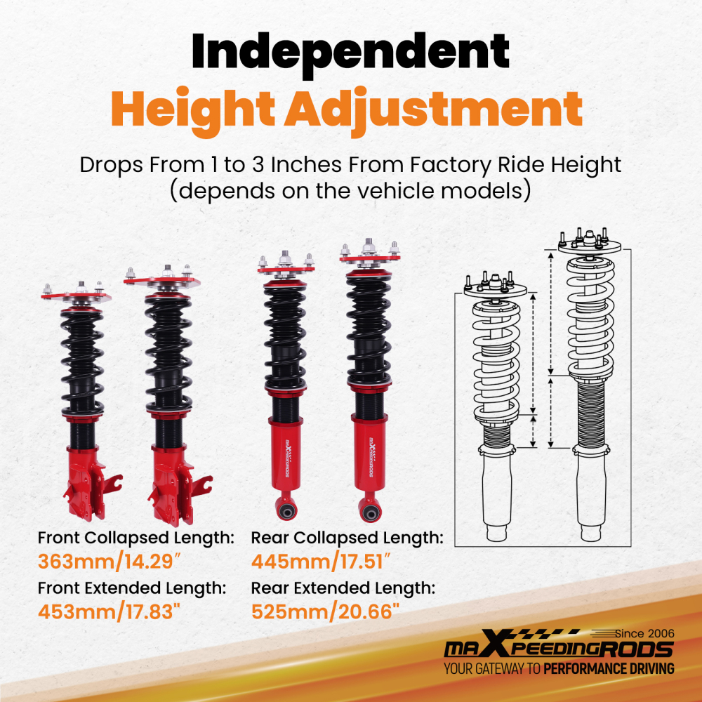 MaXpeedingrods Coilovers Suspension Lowering Kit compatible for Mitsubishi Mirage 97-01