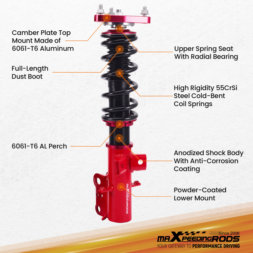 MaXpeedingrods Full Coilovers Adjustable Lowering Kit compatible for Ford Mustang 2015-2023