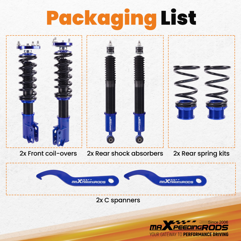 Coilover Lowering Kit compatible for Ford Mustang Base SN95 1994-2004 Front Camber Plate