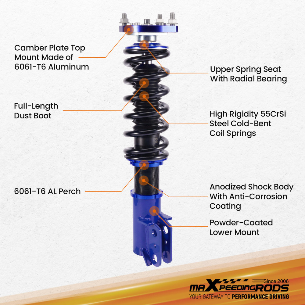 Coilover Lowering Kit compatible for Ford Mustang Base SN95 1994-2004 Front Camber Plate