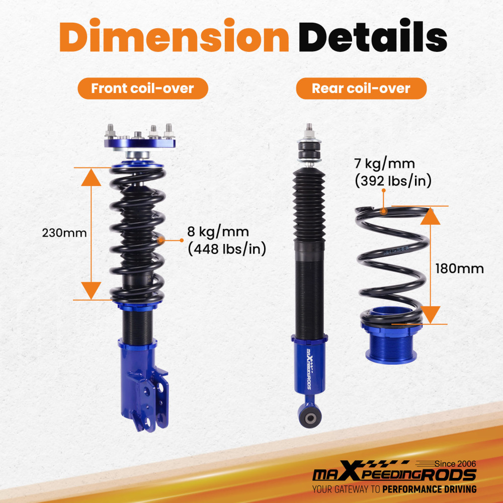 Coilover Lowering Kit compatible for Ford Mustang Base SN95 1994-2004 Front Camber Plate