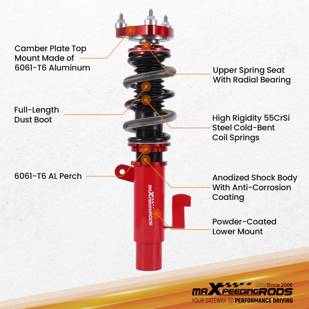 Coilovers compatible for Volvo S40/V50 compatible for Fwd 04-12 1.6 1.8 2.0 2.4 T5 D5 D4 D3