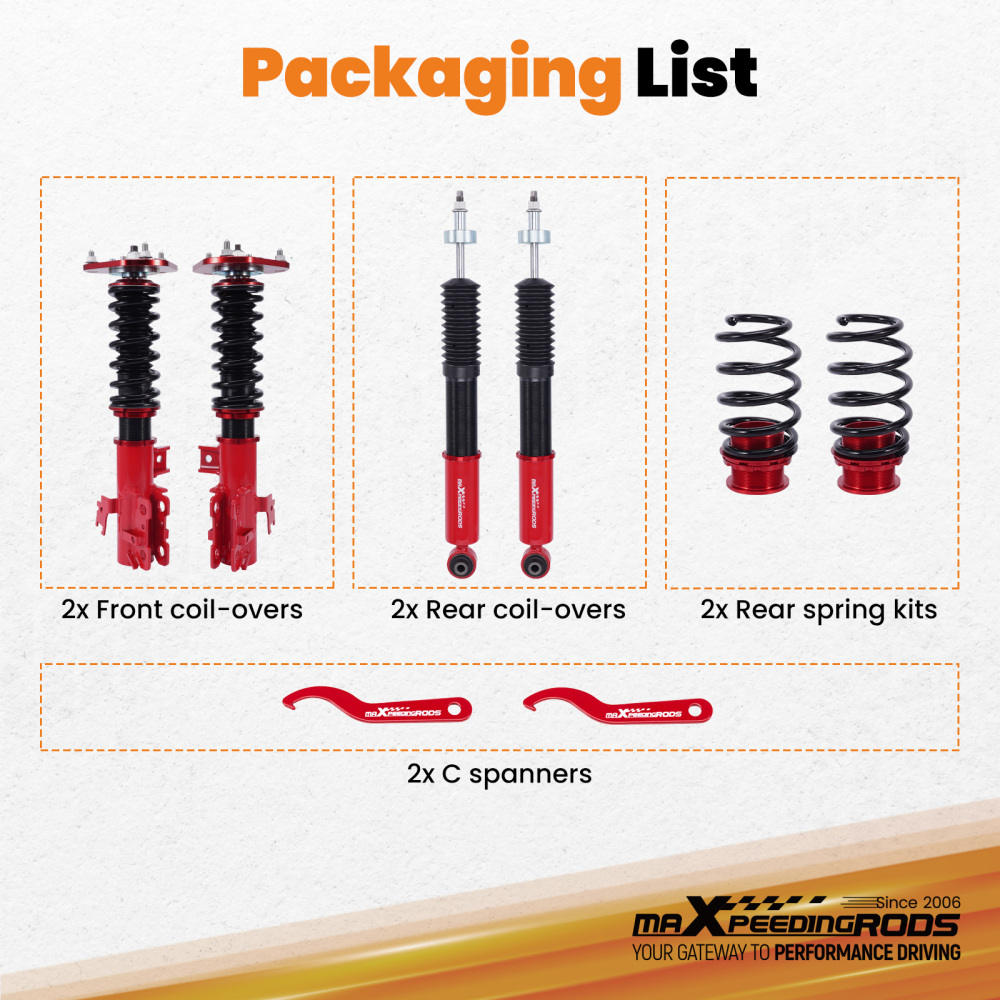 Front Rear Coilovers Suspension Kit For 2008-2015 compatible for SCION XB Base Wagon 2.4L