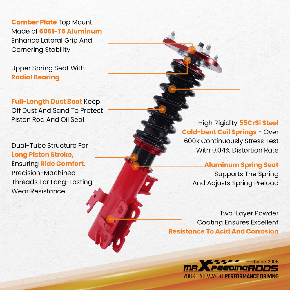 Front Rear Coilovers Suspension Kit For 2008-2015 compatible for SCION XB Base Wagon 2.4L