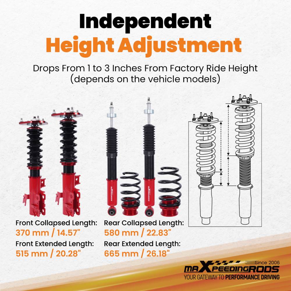 Front Rear Coilovers Suspension Kit For 2008-2015 compatible for SCION XB Base Wagon 2.4L