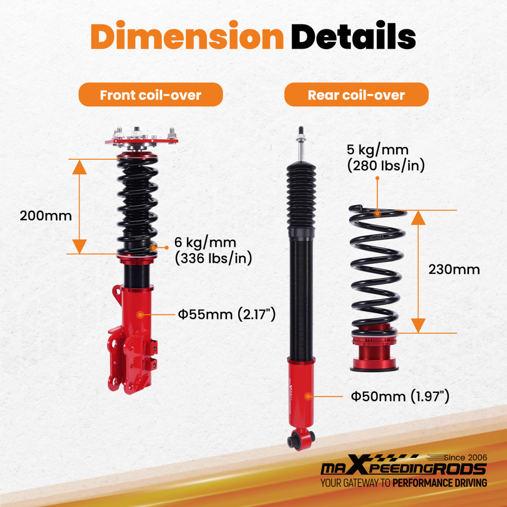 MaXpeedingrods Coilovers Shock Struts Suspension Kit For 2015-19 compatible for Hyundai Sonata