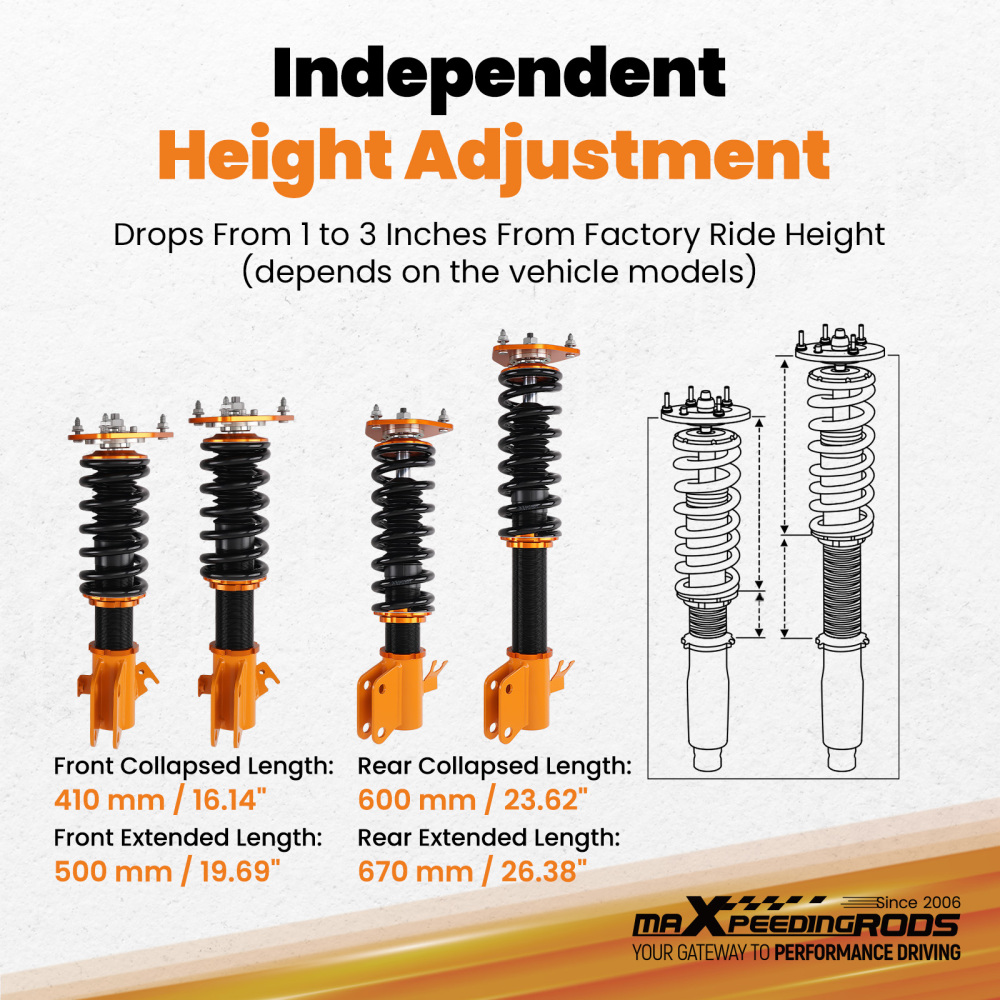 Compatible for Subaru Impreza GDB GDA 02-07 Adj HeightCamber Coilover Suspension Kit Lowering Kit
