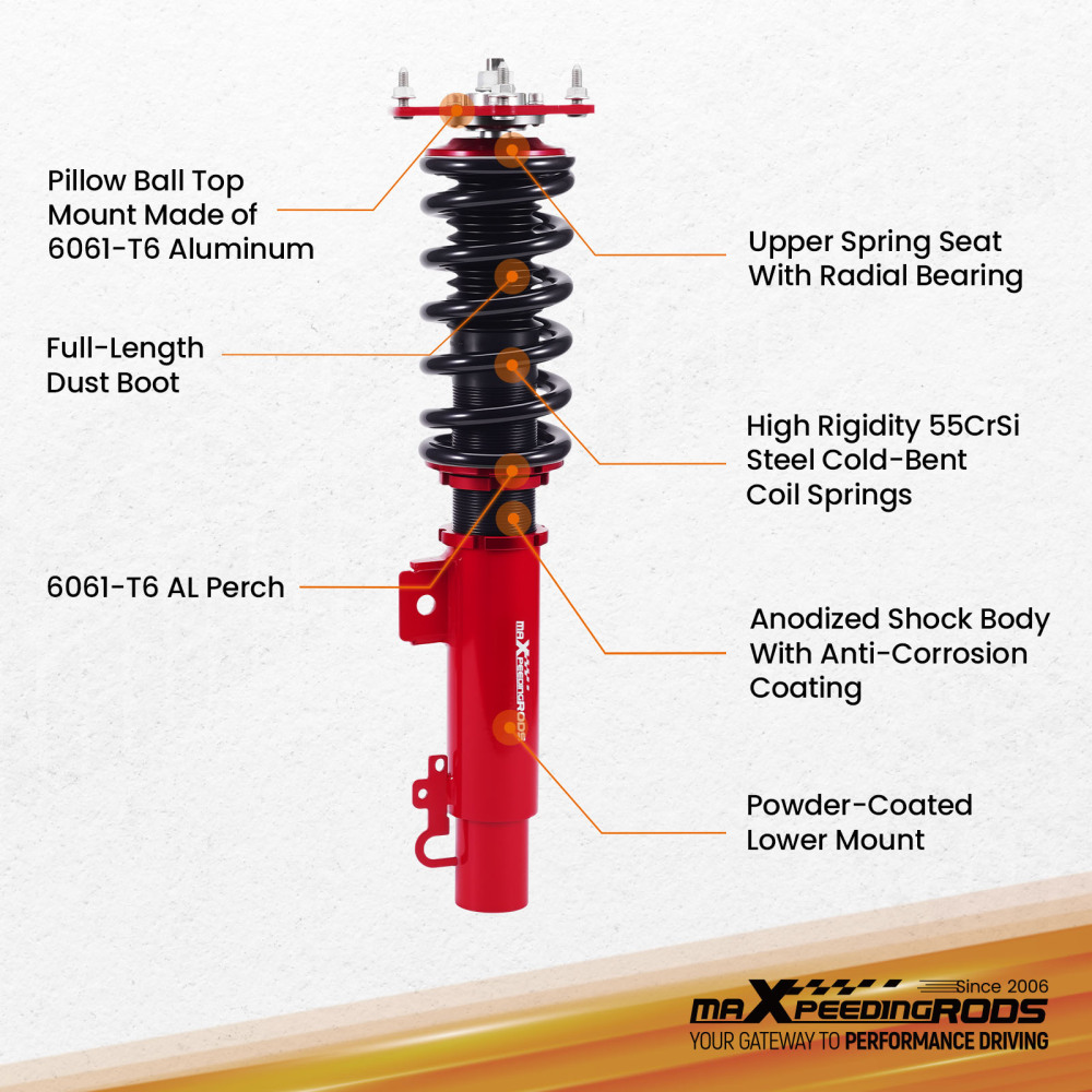 Maxpeedingrods Coilover Suspension Kit compatible for Ford Taurus 1997-2007 Shocks Struts