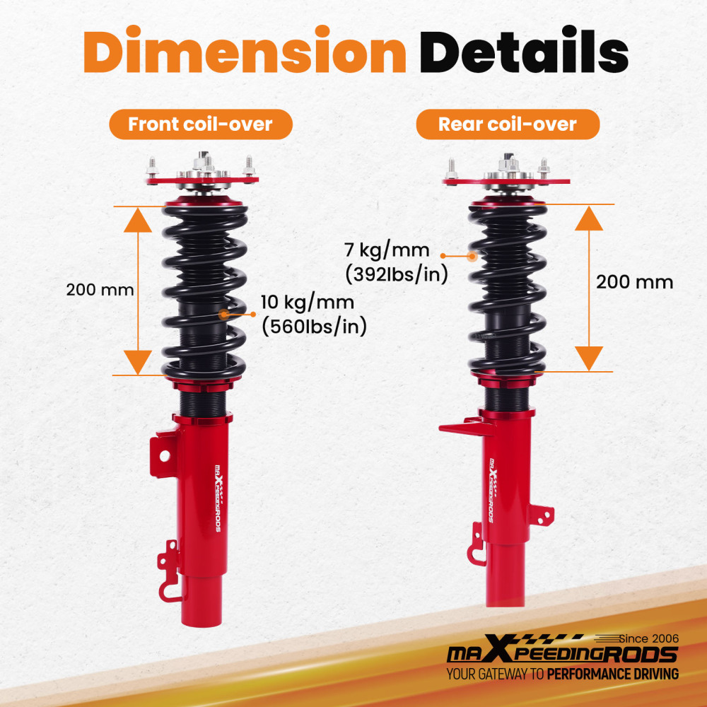 Maxpeedingrods Coilover Suspension Kit compatible for Ford Taurus 1997-2007 Shocks Struts