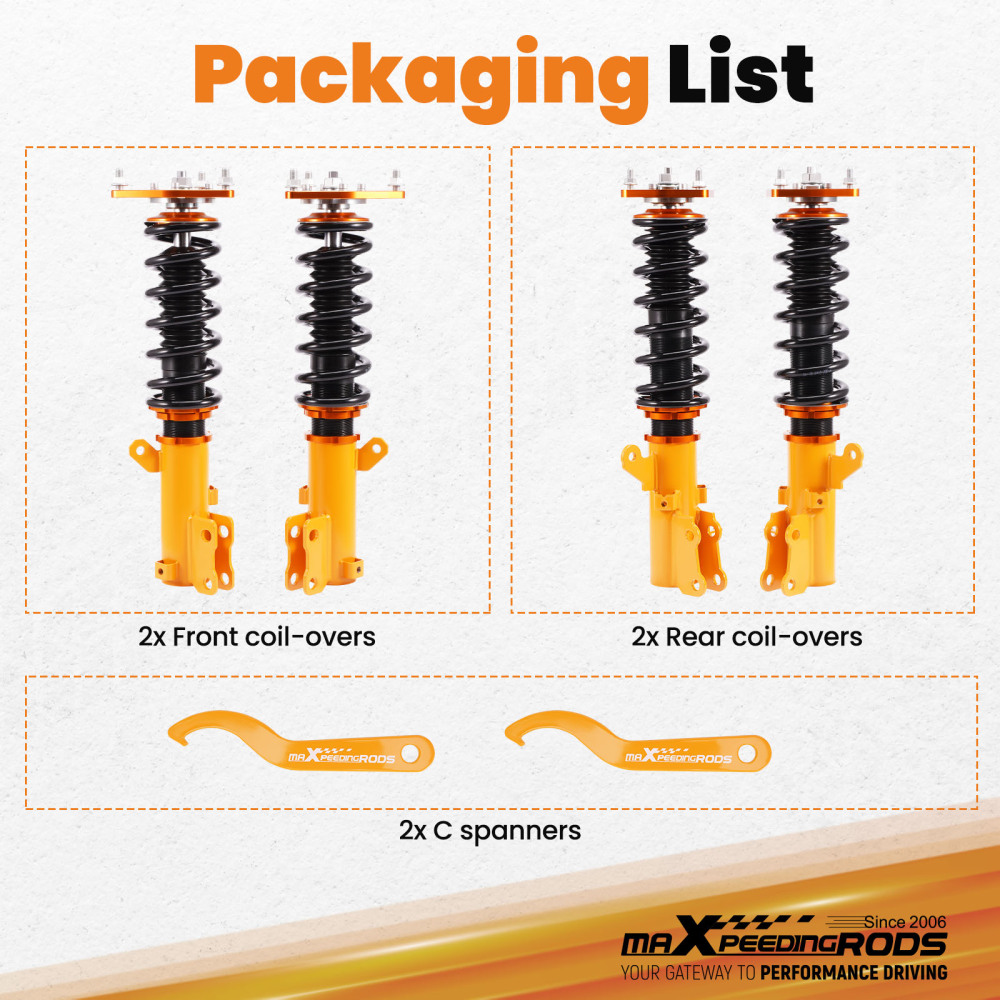 Compatible for Hyundai Tiburon 2003-2008 Adjustable Height Shocks Absorbers Coilovers Kit Lowering Kit