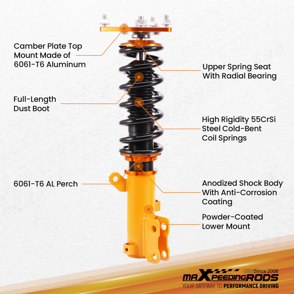KIT Assetto Regolabile a Ghiera Ammortizzatore compatibile per Hyundai Coupé GK 2002-2009