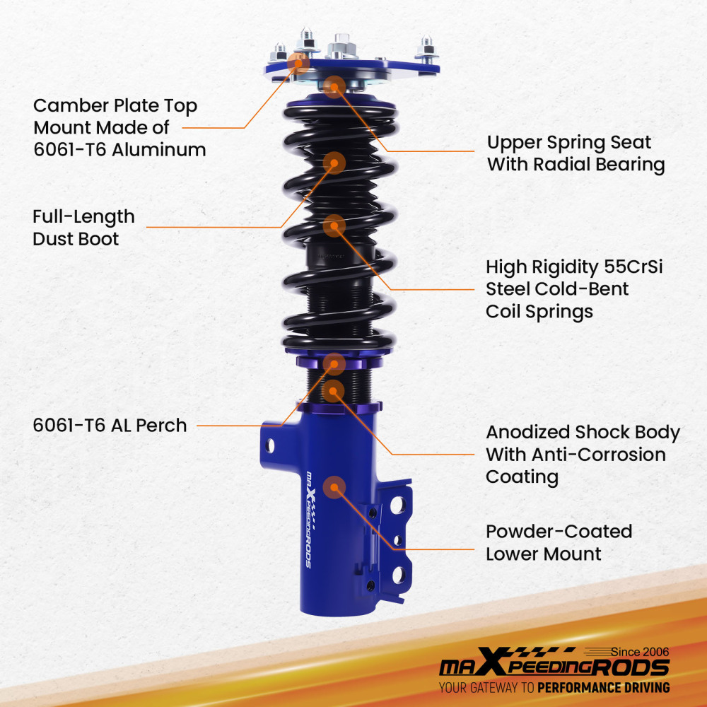 Coilovers Kit compatible for Hyundai Veloster 2012-2017 1.6L Adj. Height Shock Absorbers