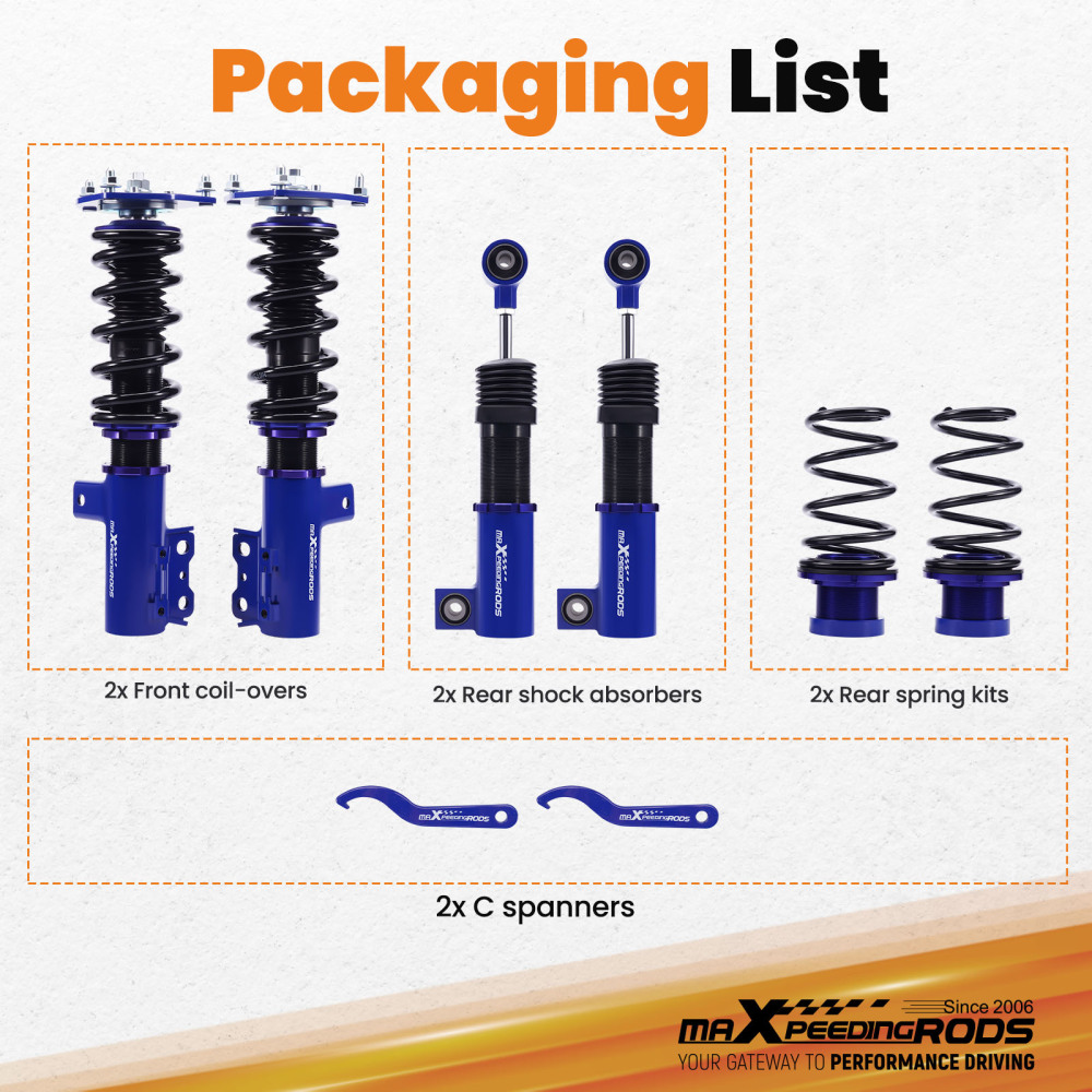 Coilovers Kit compatible for Hyundai Veloster 2012-2017 1.6L Adj. Height Shock Absorbers