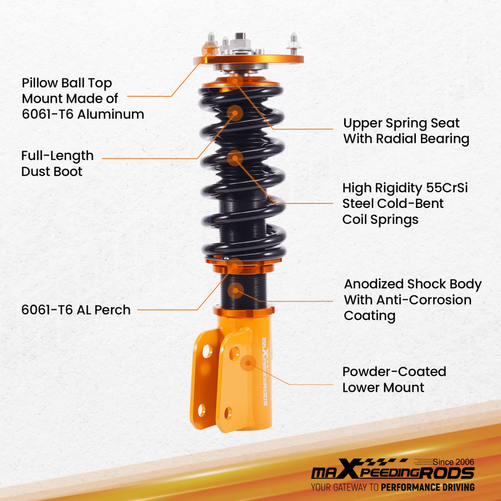 Front Complete Coil Spring Struts Rear Shocks compatible for Scion xB 2004-2006 Coilovers